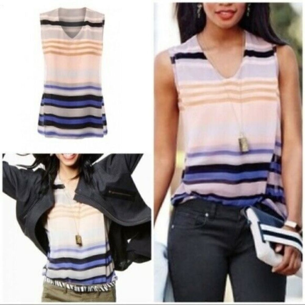 CAbi 3273 Underline Striped Sleeveless Blouse
